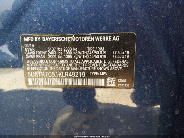 2019 BMW X3 5UXTR7C51KLR49219 Photo 8