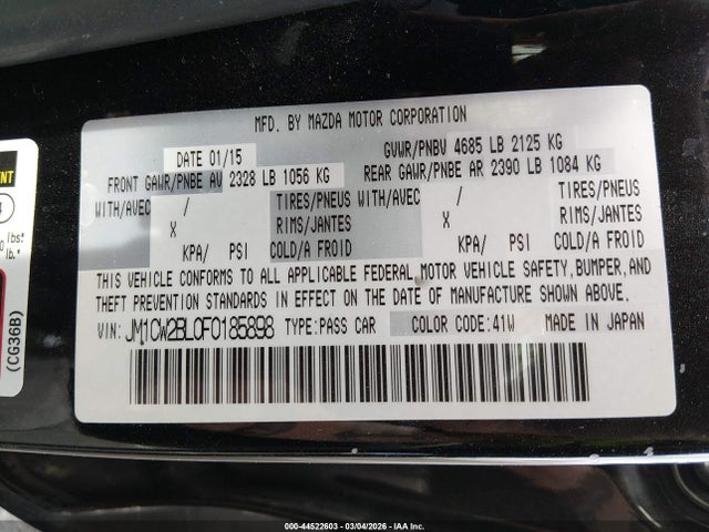 Aukcja sprzedaży 2015 Mazda Mazda5 Sport, vin: JM1CW2BL0F0185898, numer aukcji: 44522603