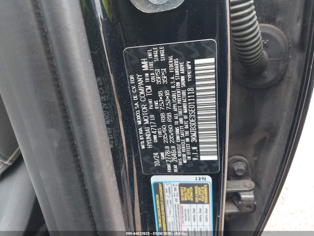 Aukcja sprzedaży 2025 Hyundai Tucson Sel, vin: 3KMJB3DE3SE011118, numer aukcji: 44522625