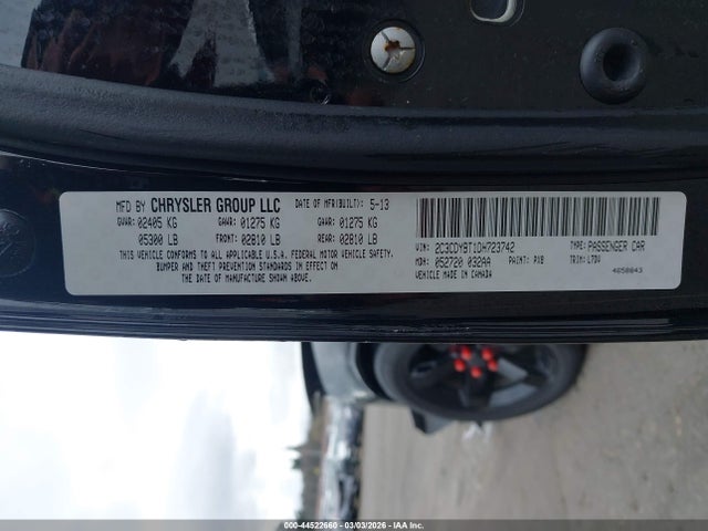 2013 Dodge Challenger R/t მანქანა იყიდება აუქციონზე, vin: 2C3CDYBT1DH723742, აუქციონის ნომერი: 44522660