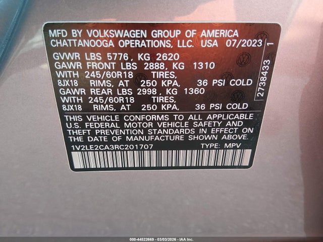 2024 VOLKSWAGEN ATLAS CROSS SPORT 1V2LE2CA3RC201707 Photo 8