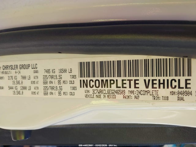 RAM 4500 Chassis Tradesman/slt 2014 3C7WRKCL6EG246509 Image 9