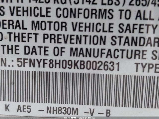 2019 HONDA PASSPORT 5FNYF8H09KB002631 Photo 8