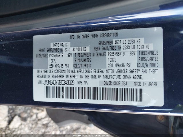 2014 Mazda Cx-5 Grand Touring მანქანა იყიდება აუქციონზე, vin: JM3KE4DY7E0343629, აუქციონის ნომერი: 44522707