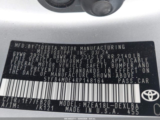 2024 TOYOTA COROLLA 5YFB4MDE4RP148164 Photo 8