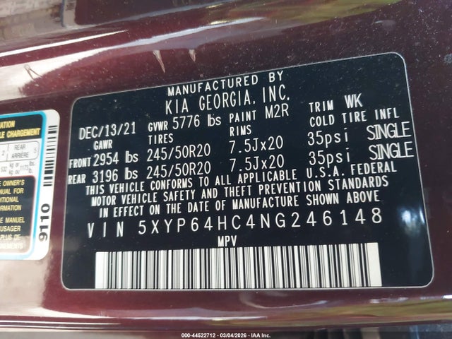 5XYP64HC4NG246148 KIA Telluride S