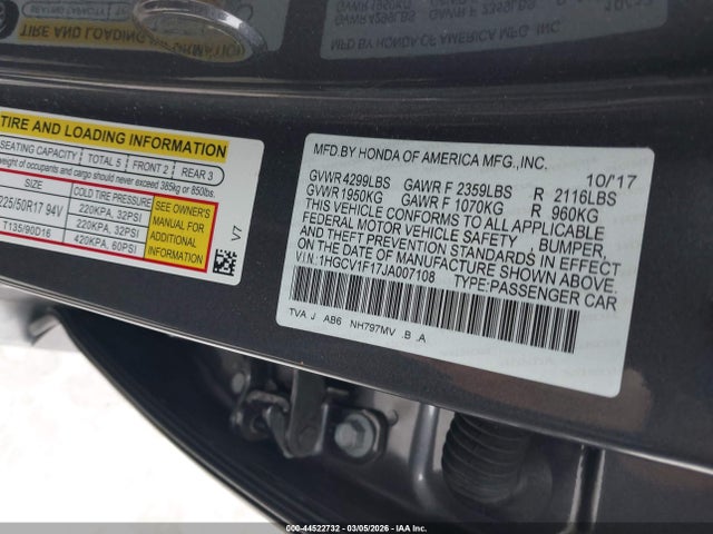 1HGCV1F17JA007108 Honda ACCORD LX