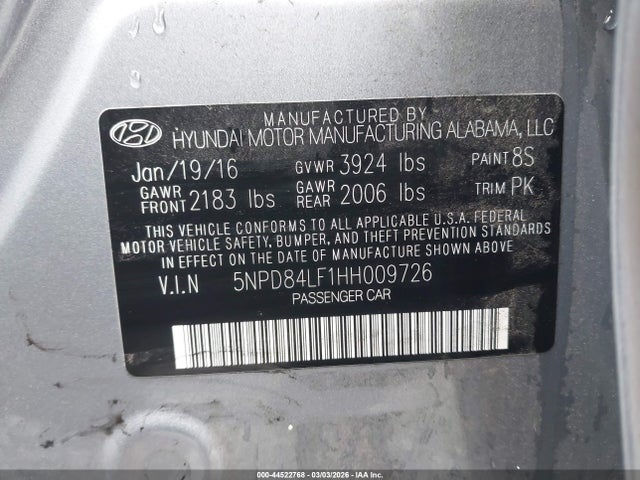 Hyundai ELANTRA SE 2017 5NPD84LF1HH009726 Image 9