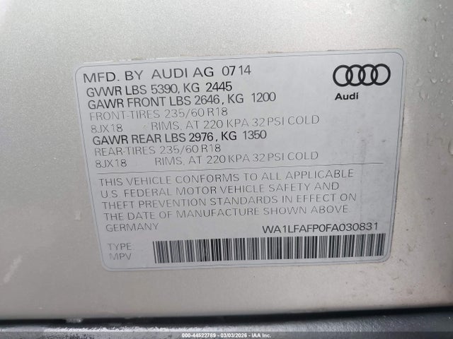 2015 AUDI Q5 WA1LFAFP0FA030831 Photo 8
