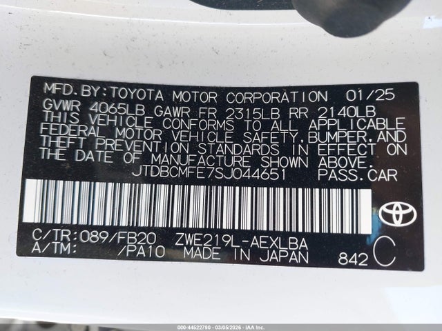 Toyota Corolla Hybrid Le 2025 JTDBCMFE7SJ044651 Image 9