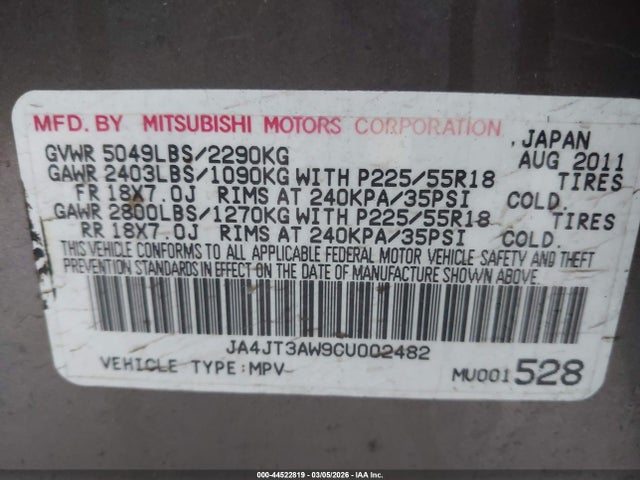2012 MITSUBISHI OUTLANDER JA4JT3AW9CU002482 Photo 8