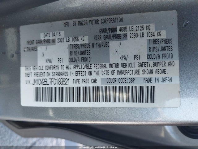 JM1CW2BL7F0189821 Mazda Mazda5 Sport