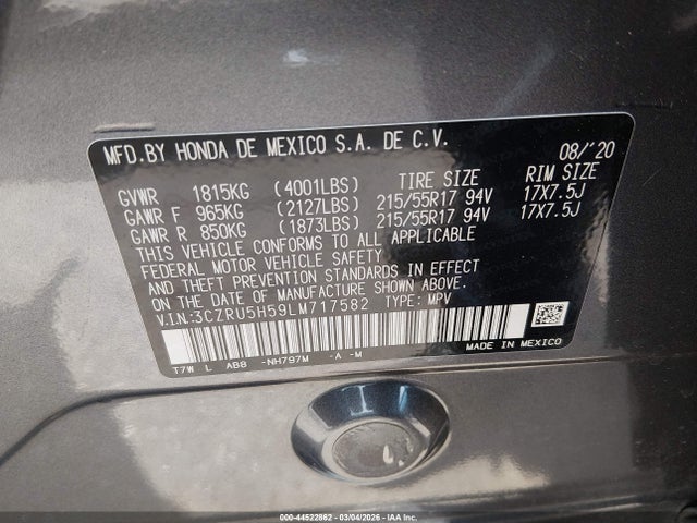 2020 HONDA HR-V 3CZRU5H59LM717582 Photo 8