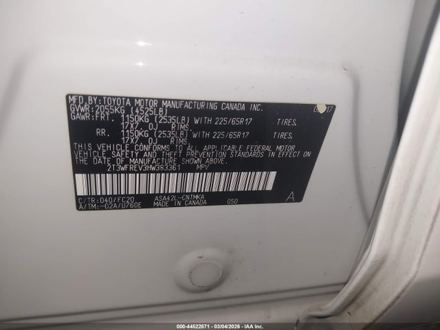 2T3WFREV3HW383361 Toyota Rav4 Xle