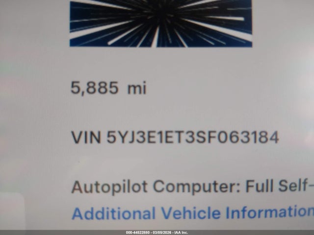 5YJ3E1ET3SF063184 Tesla Model 3 Performance All-wheel Drive