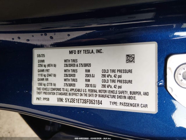 2025 TESLA MODEL 3 5YJ3E1ET3SF063184 Photo 8