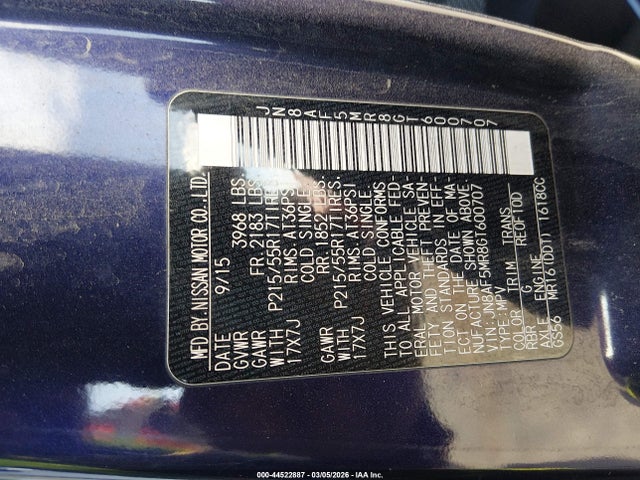 Aukcja sprzedaży 2016 Nissan Juke S, vin: JN8AF5MR8GT600707, numer aukcji: 44522887