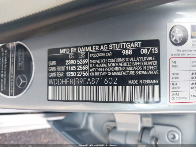 44522939 :رقم المزاد ، WDDHF8JB9EA871602 vin ، 2014 Mercedes-benz E 350 4matic مزاد بيع