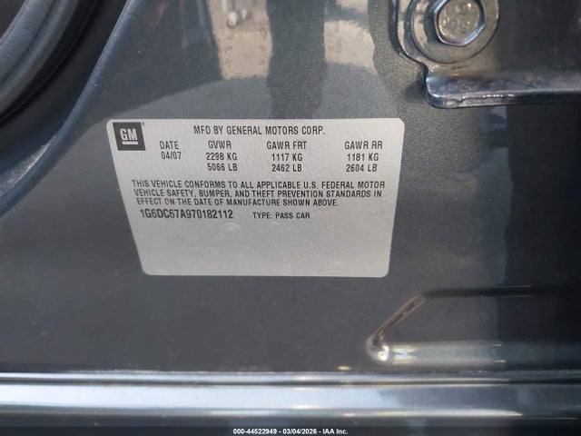44522949 :رقم المزاد ، 1G6DC67A970182112 vin ، 2007 Cadillac Sts V8 مزاد بيع