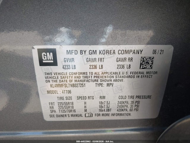 Продажа на аукционе авто 2022 Buick Encore Gx Fwd Essence, vin: KL4MMFSL7NB027251, номер лота: 44522962