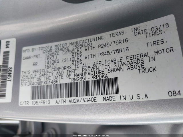 Toyota Tacoma Prerunner 2015 5TFJX4GN8FX044661 Image 9