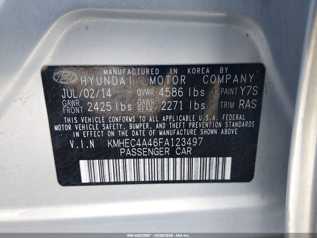 Hyundai Sonata Hybrid Limited 2015 KMHEC4A46FA123497 Image 9