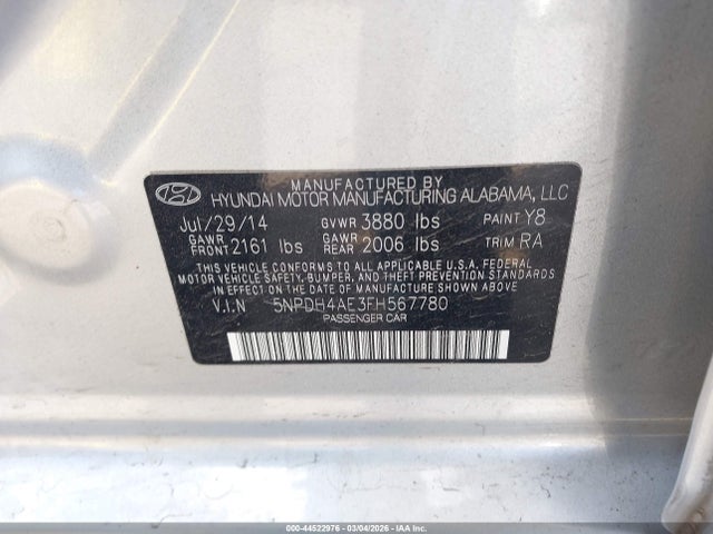 Продаж на аукціоні авто 2015 Hyundai Elantra Se, vin: 5NPDH4AE3FH567780, номер лоту: 44522976