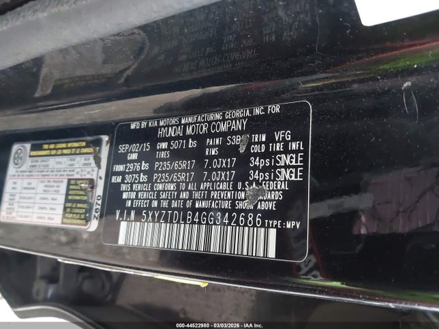 5XYZTDLB4GG342686 Hyundai Santa Fe Sport 2.4l