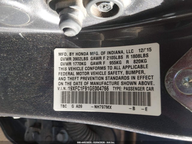Honda Civic Touring 2016 19XFC1F91GE004766 Image 9