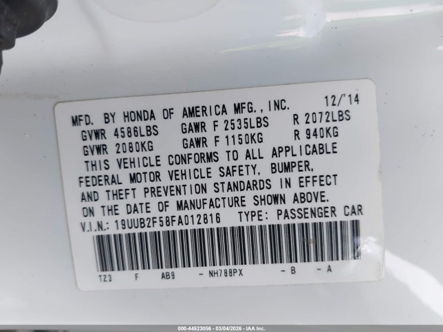 Aukcja sprzedaży 2015 Acura Tlx V6 Tech, vin: 19UUB2F58FA012816, numer aukcji: 44523056