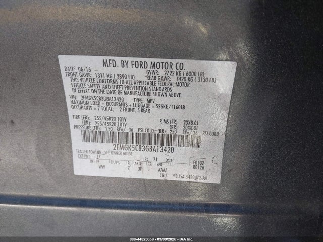 Ford FLEX SEL 2016 2FMGK5C83GBA13420 Image 9