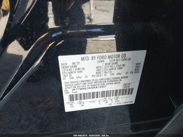 3FTTW8E3XNRA72957 Ford Maverick Lariat