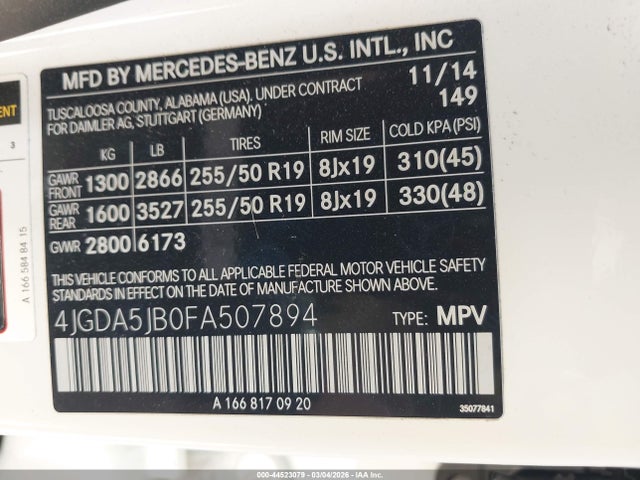 2015 MERCEDES-BENZ ML 350 4JGDA5JB0FA507894 Photo 8