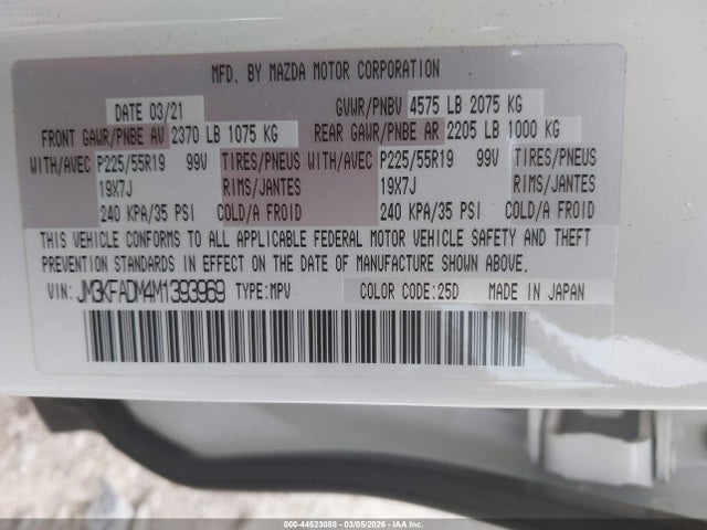 Aukcja sprzedaży 2021 Mazda Cx-5 Grand Touring, vin: JM3KFADM4M1393969, numer aukcji: 44523088
