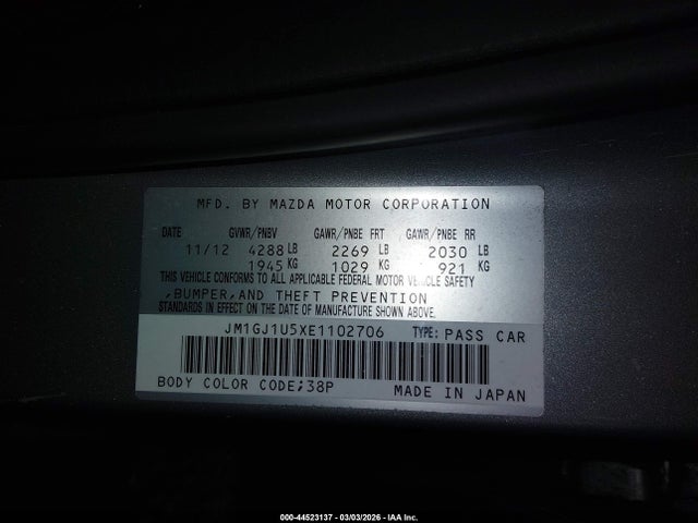 JM1GJ1U5XE1102706 Mazda Mazda6 I Sport
