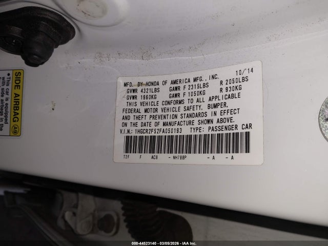 1HGCR2F52FA050193 Honda Accord Sport