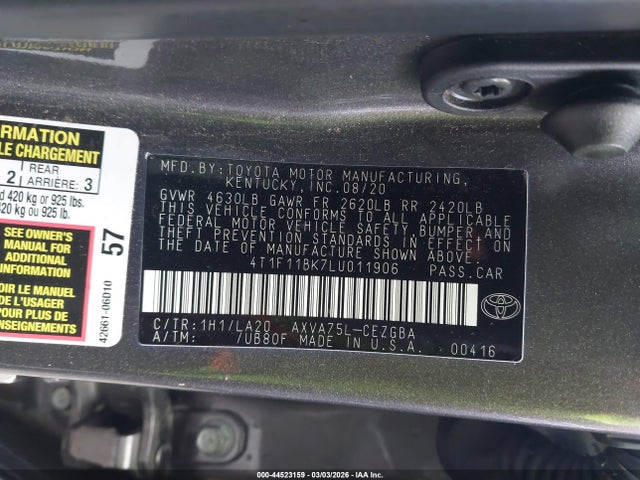 Toyota Camry Xle Awd 2020 4T1F11BK7LU011906 Image 9