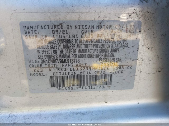 Nissan Versa Sv Xtronic Cvt 2021 3N1CN8EV9ML913773 Image 9