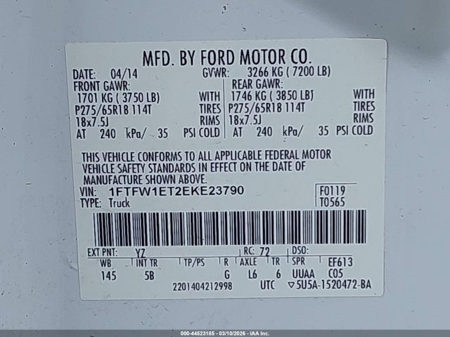 Ford F-150 Fx4 2014 1FTFW1ET2EKE23790 Image 9