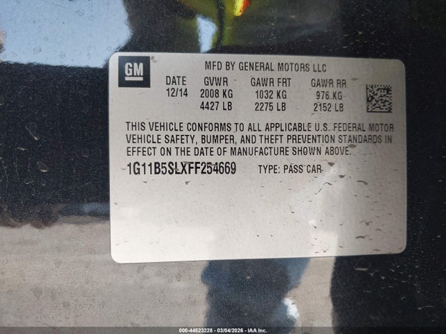 Chevrolet MALIBU LS 2015 1G11B5SLXFF254669 Image 9