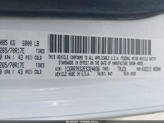 1C6RR7KG2ES324036 RAM 1500 Tradesman