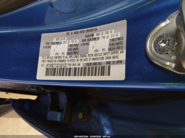 44523264 :رقم المزاد ، JM1DKBC71G0122103 vin ، 2016 Mazda Cx-3 Touring مزاد بيع