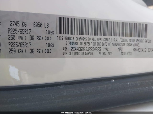2C4RDGBG3JR254825 Dodge Grand Caravan Se