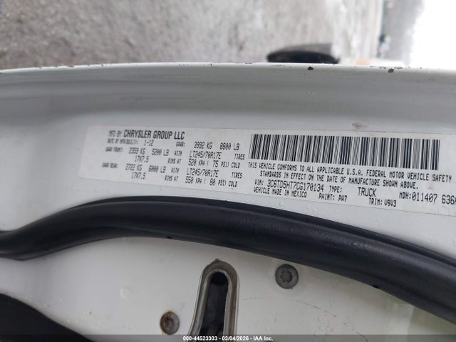 Aukcja sprzedaży 2012 Ram 2500 St, vin: 3C6TD5HT7CG170134, numer aukcji: 44523303