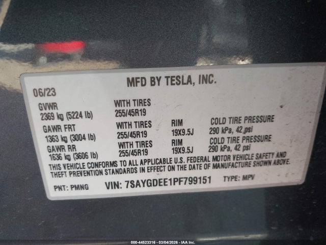 2023 TESLA MODEL Y 7SAYGDEE1PF799151 Photo 8