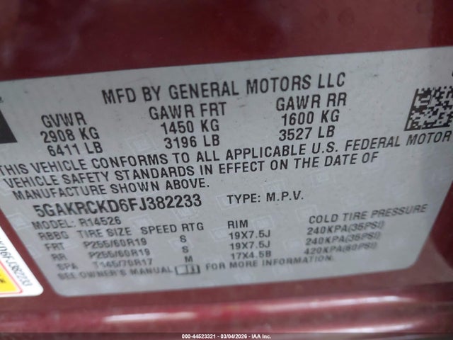 5GAKRCKD6FJ382233 Buick Enclave Premium