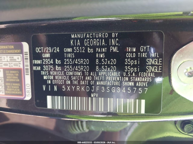 2025 KIA SORENTO 5XYRKDJF3SG345757 Photo 8