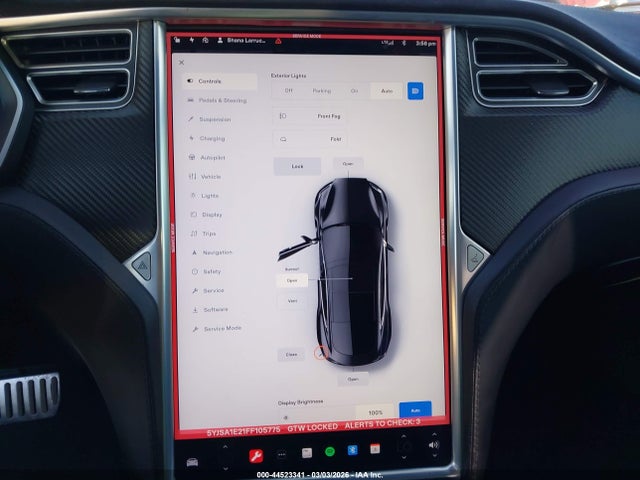 2015 Tesla Model S 70d/85d/p85d მანქანა იყიდება აუქციონზე, vin: 5YJSA1E21FF105775, აუქციონის ნომერი: 44523341