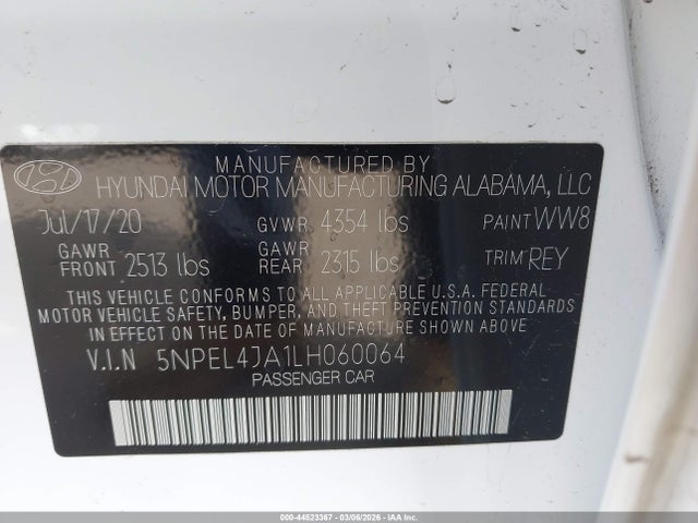 Hyundai SONATA SEL 2020 5NPEL4JA1LH060064 Image 9