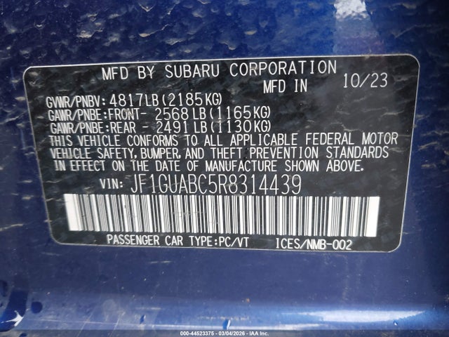 Subaru Impreza Base 5-door 2024 JF1GUABC5R8314439 Image 9